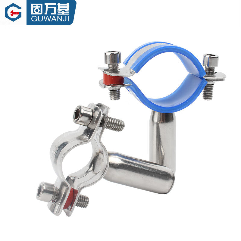 Guwanji GWJ-181 Pipe Bracket Clamp 304 Stainless Steel Pipe Bracket Water Pipe Fixing Clip Round Pipe Buckle Hoop PVC Locking Clamp Ф51-57 [1 piece] Without Rubber Pad