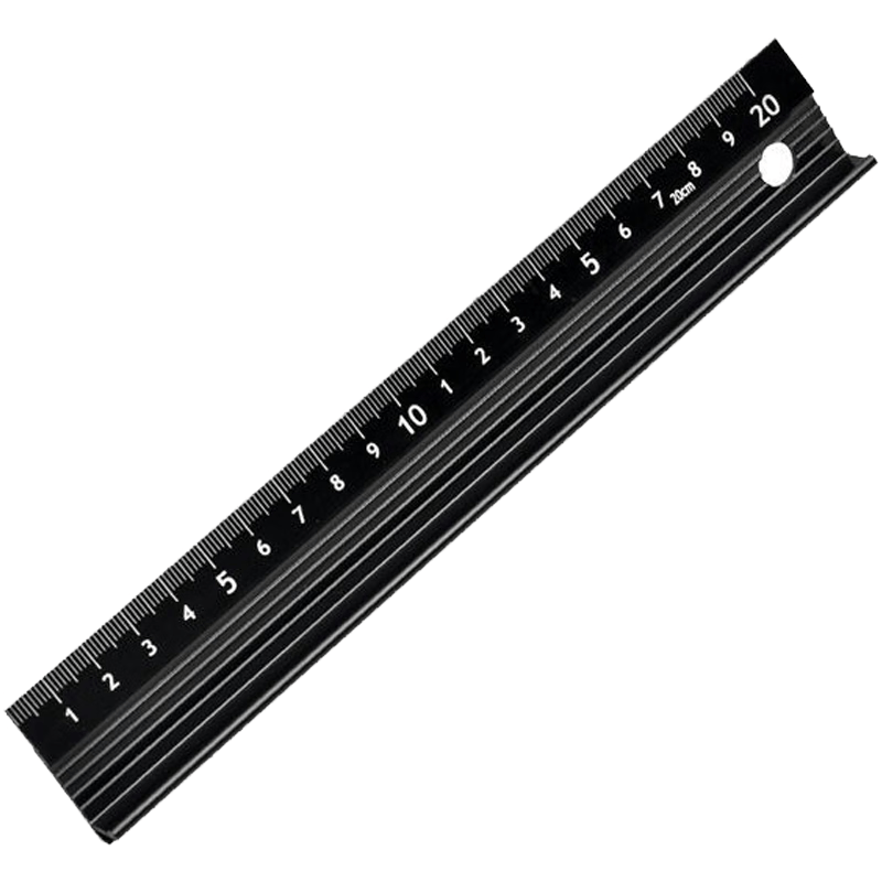 Mitz Aluminum Alloy Ruler, Advertising Cutting and Protective Ruler, Thickened Drawing and Art Ruler, Guide Ruler LJ-FHC-01 0-200mm Black