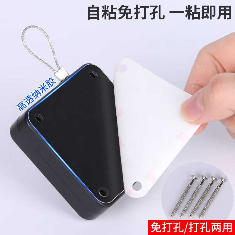 Shengduoshan door closer, no drilling required, household door closer, pull rope door closer, automatic door closer for sliding doors, black.