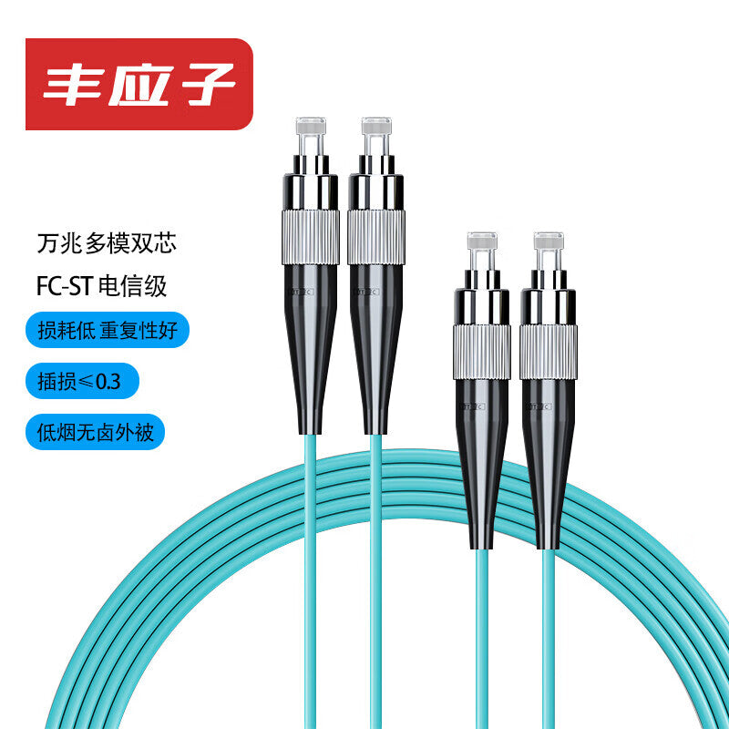 Fengyingzi 10 Gigabit Multimode FC-FC OM3 Fiber Optic Patch Cord, 10 Meters, Indoor OM3 Fiber Optic Cable, Dual-Core, Engineering Data Center Pigtail, FYZ-GT348L