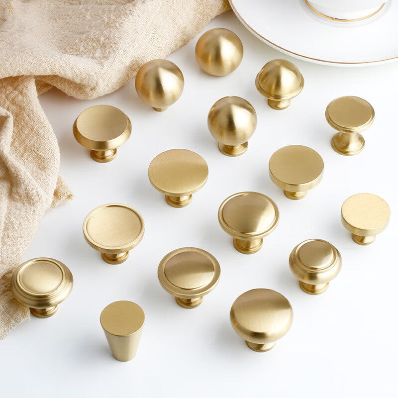 Shanhe Crafts - Minimalist Brass Handles for Wardrobe Doors, Nordic Style, Natural Copper, 8067-25 Diameter