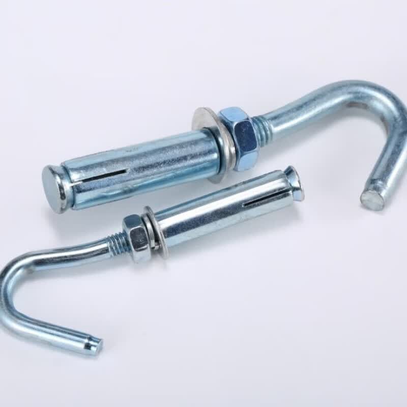 Jingkailong hook screw expansion screw hook extended galvanized expansion bolt lifting hook pull hook expansion screw with hook M8*60 (1 set price) Drilling 12