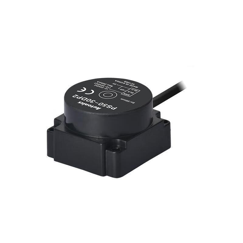 Autonics inductive square proximity switch 3-wire cable 2m detection distance 30mm PNP; PS50-30DP2