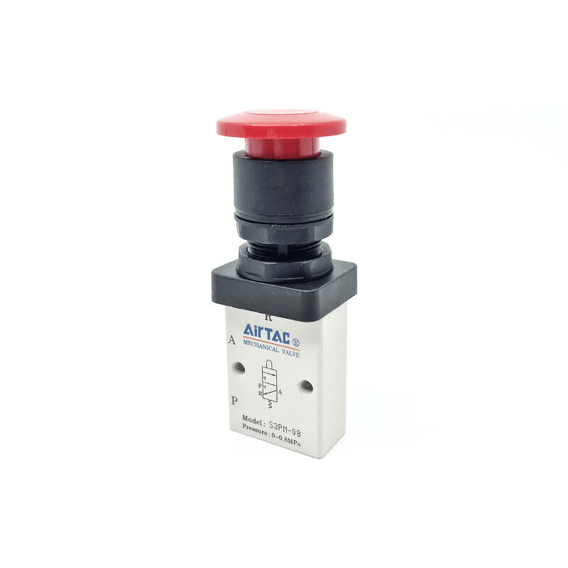 AirTAC Mushroom Head Button Type Manual Valve (1/4); S3PM08R