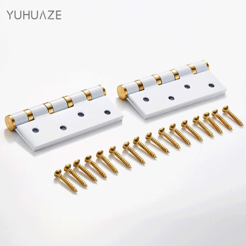 Yuhuaze Thickened High-Quality Stainless Steel Casement Hinges, 4-inch, Room Door Hinges, Wooden Door Hinges, Hardware, 1 Piece, White