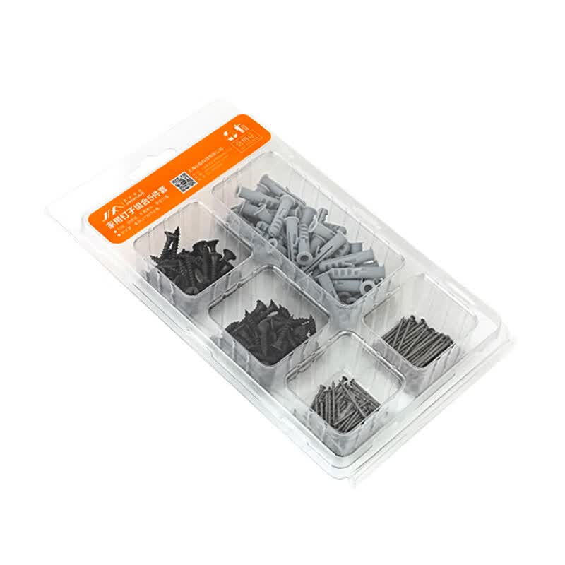 Jimmy Home JM-G1601B Household Nail Set, Drywall Screws, Plastic Expansion Tube Screws, Phillips Self-Tapping Screws, 210 pieces