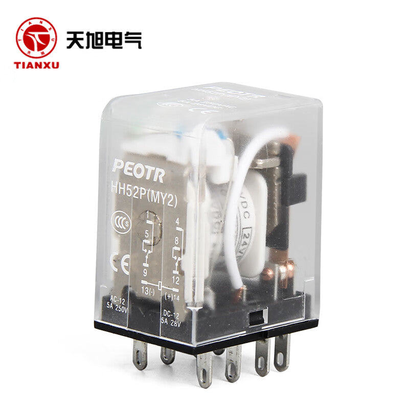 PEOTR HH52P intermediate relay small electromagnetic relay two open and two closed with light 8-pin silver contact AC380V 1 pc