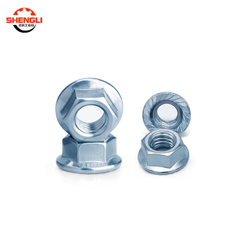 Shengli GB6177 Hexagonal Flange Nut, Grade 8 with Washer, Spline Nut, Flange Locking Nut, M6 [200 pieces]