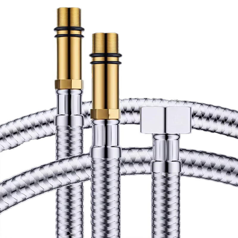 Steel Precision Products 304 Stainless Steel Pointed Braided Flexible Hose, 4-point Faucet Inlet Pipe, Kitchen Sink/Washbasin Faucet, Water Purifier/Bathroom Water Supply Hose, DN15*80cm, One Piece