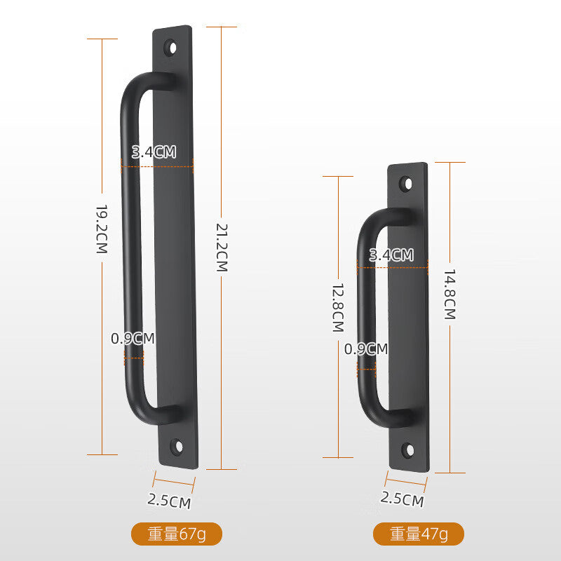Thousand-speed wheel, no-drill aluminum alloy door handle, surface-mounted wooden door handle, sliding door, balcony door small handle, dual-purpose (drilling/no-drill), 128mm hole spacing [2 pieces], white.