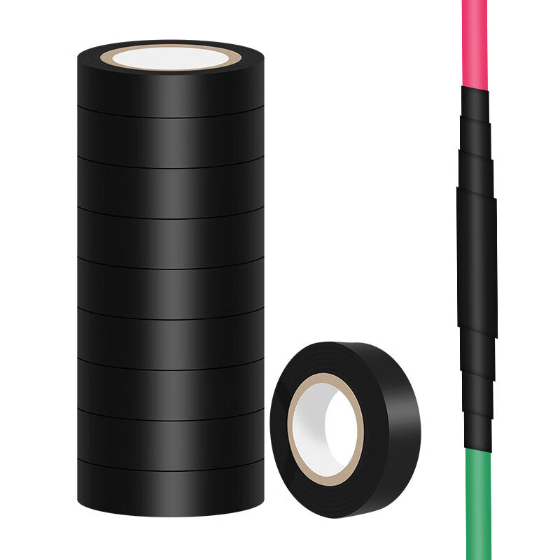 LETA 20m Black PVC Lead-Free Flame-Retardant Low-Temperature Resistant Electrical Insulating Tape, 10 rolls, LT-PPE555