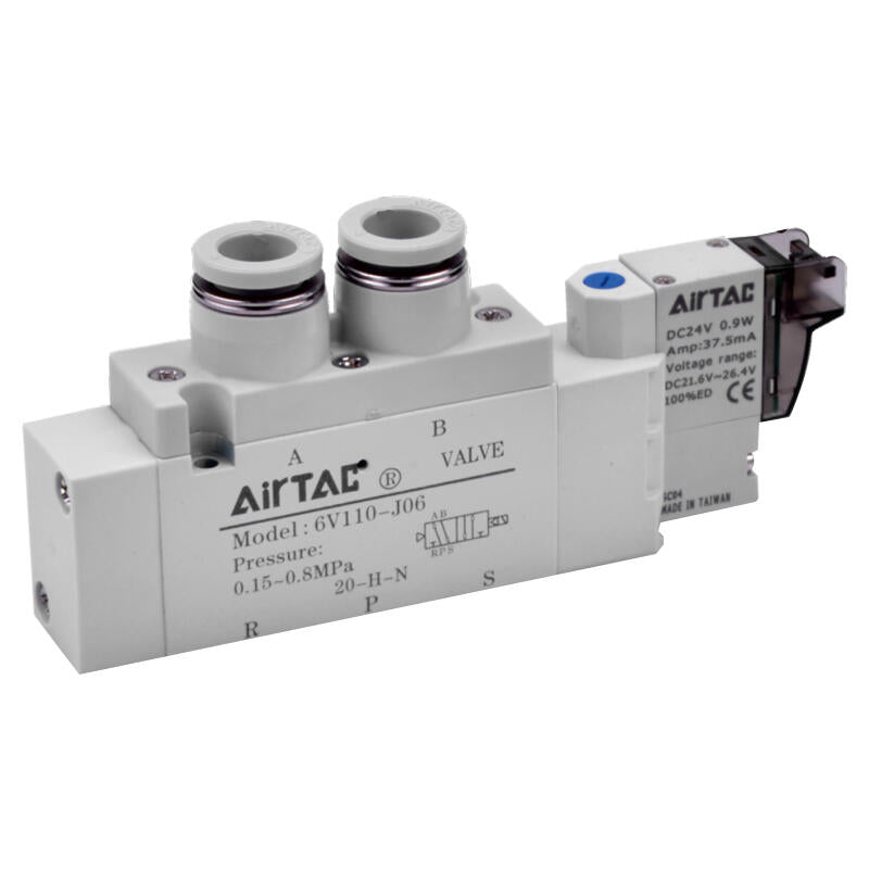 AirTAC 6V series 2-position 5-way solenoid valve, single solenoid, voltage AC110V; 6V110J08C200