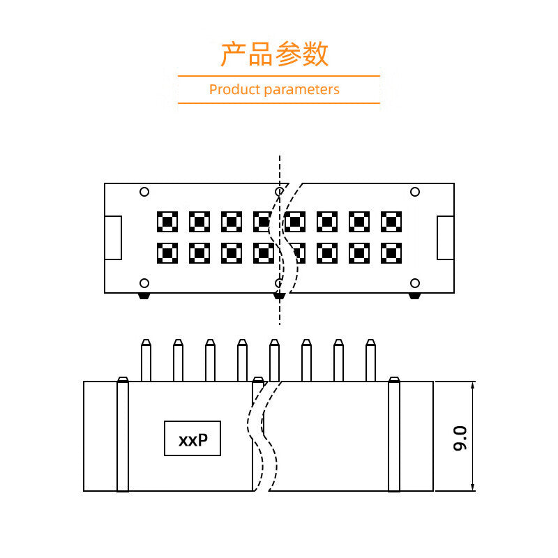 Huijun 2.54MM Straight Pin/Right Pin Simple Horn-Shaped Cable Connector 14P Right Pin - 5 Pieces