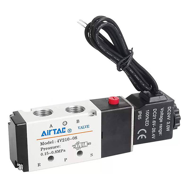 AirTAC internal pilot solenoid valve, 2-position 5-way, single solenoid, direct outlet; 4V21008BI