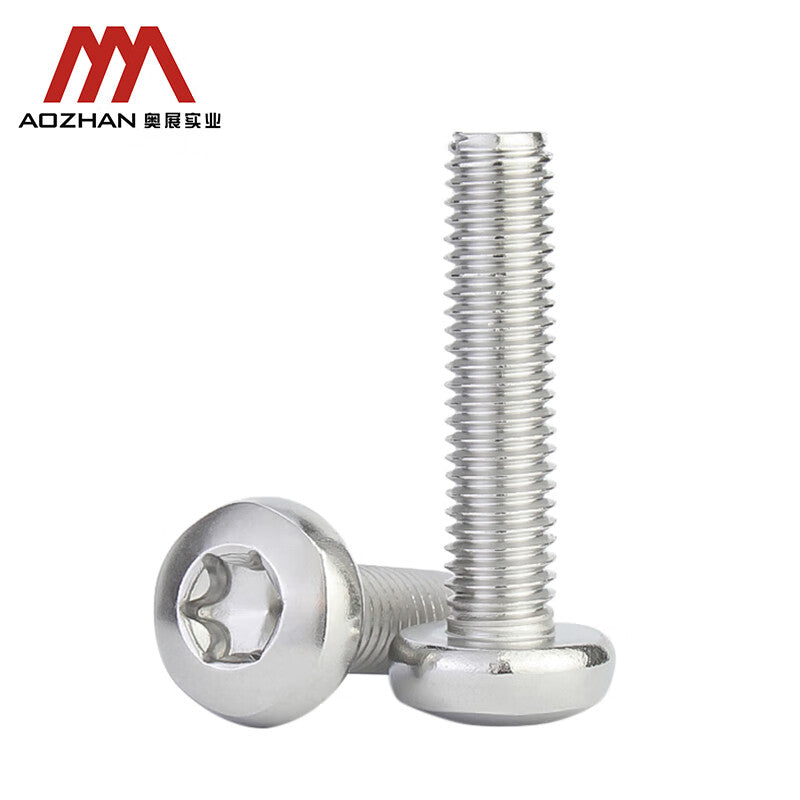 AOZHAN GB2672 Torx Screw Pan Head Machine Screws, 304 Stainless Steel, Round Head Pan Head Internal Torx Screws, Anti-theft Screws GPH M3*16 (1800 pieces/box)