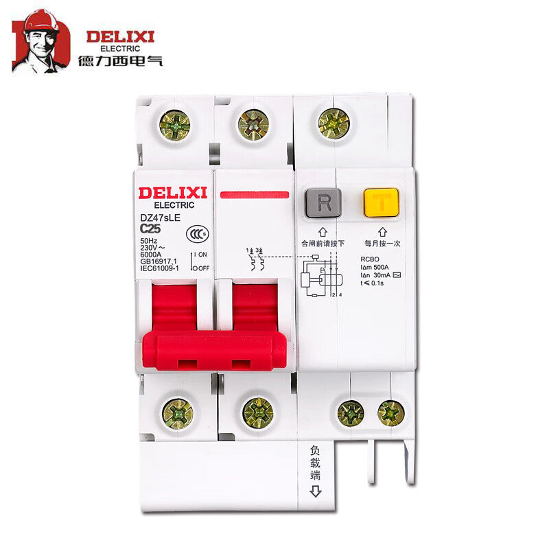 Delixi DZ47sLE 2P C 25A Circuit Breaker with Leakage Protection