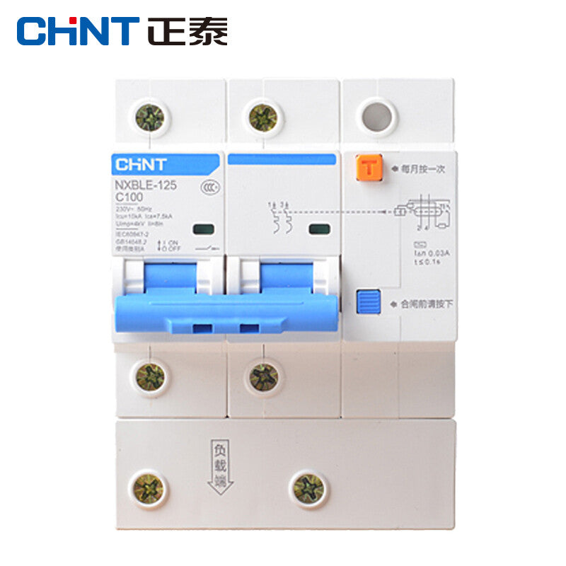Chint Residual Current Action Circuit Breaker NXBLE-125-2P-100A