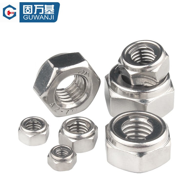 GUWANJI Non-metallic Insert Hexagonal Locking Nut Stainless Steel Anti-loosening Self-locking Nut M6 [100 pieces/pack] 304 Black Nylon