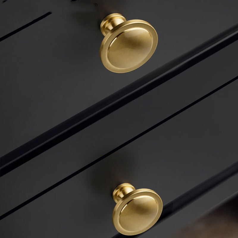 Shanhe Crafts - Minimalist Brass Handles for Wardrobe Doors, Nordic Style, Natural Copper, 8067-25 Diameter