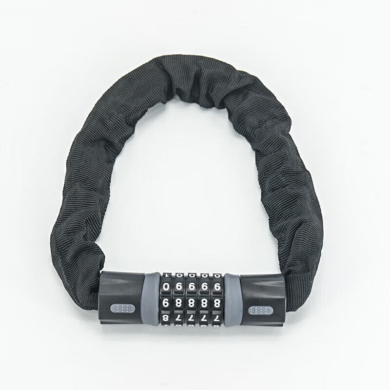 Bingyu 5-digit combination chain lock, anti-theft combination lock for bicycles and motorcycles, waterproof and shear-resistant iron chain lock, black and gray straight head, 1.2m, BH-679