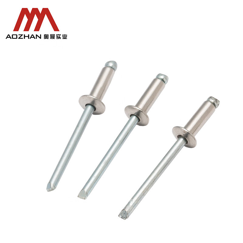 AOZHAN 304 Stainless Steel GB12618 Semi-Stainless Steel Open-Type Flat Round Head Blind Rivets GPH 3.2*7 (1500 pieces/box)
