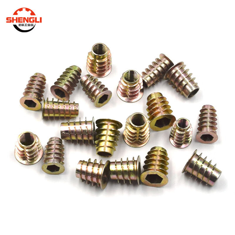 Saint-Gobain zinc alloy internal and external thread furniture nuts with median hexagonal trapezoidal nut, pre-embedded screw connector M8*25 [20 pieces]