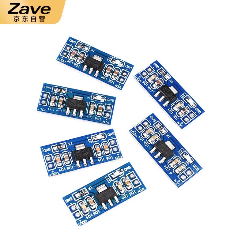 ZAVE power module step-down regulator power board pins, 5V pin headers are soldered.