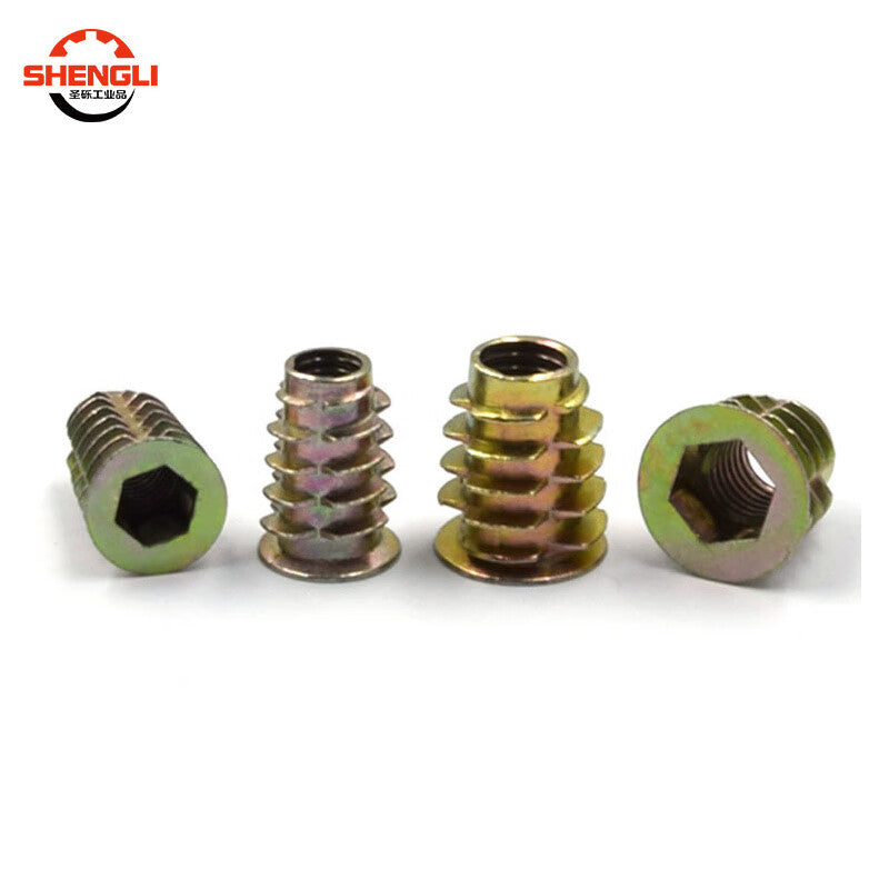 Saint-Gobain zinc alloy internal and external thread furniture nuts with median hexagonal trapezoidal nut, pre-embedded screw connector M8*25 [20 pieces]