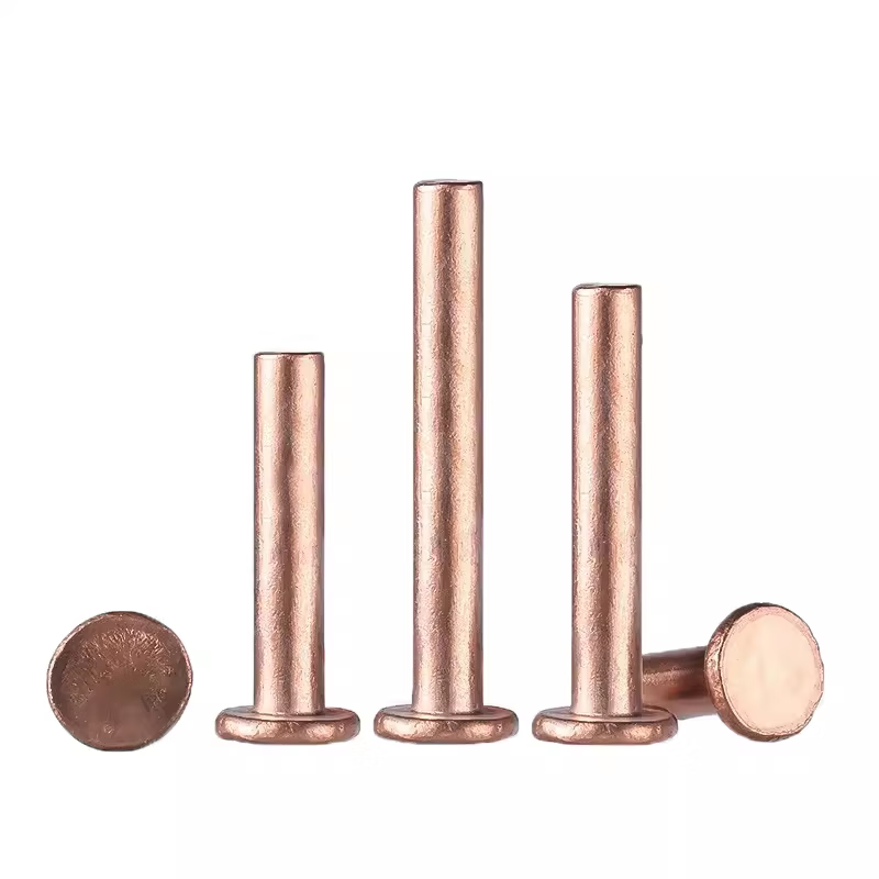 Bairuite Solid Copper Flat Head Rivets, Hand-Driven Rivets GB109 M6*30 [5 pieces]