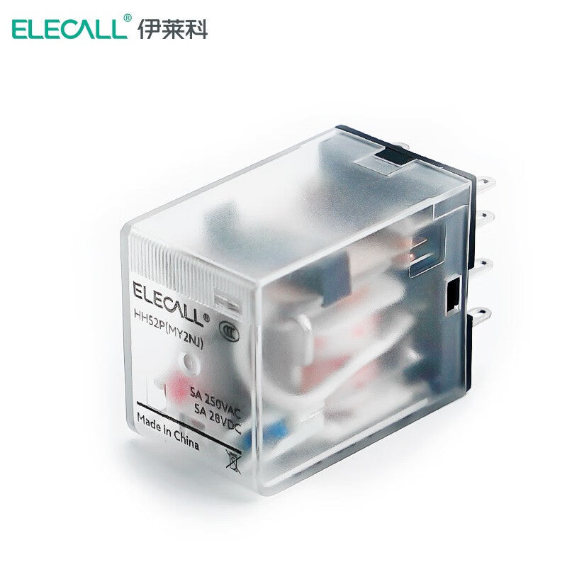 ELECALL HH52P small intermediate relay AC two open and two closed with light without base electromagnetic relay set 8 feet MY2NJ AC36V