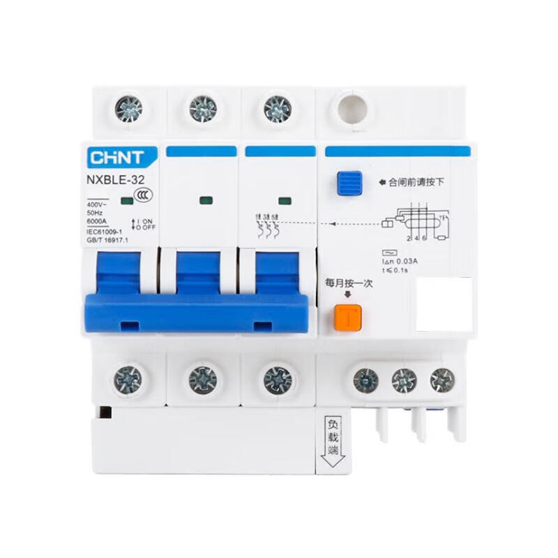 Chint residual current operated circuit breaker; NXBLE-32 3P C25 30mA 6kA