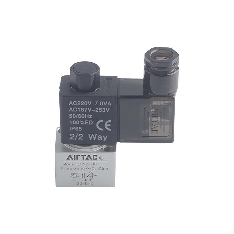 AirTAC 2-position 3-way normally open, direct-acting solenoid valve, DIN socket type; 3V208NOB