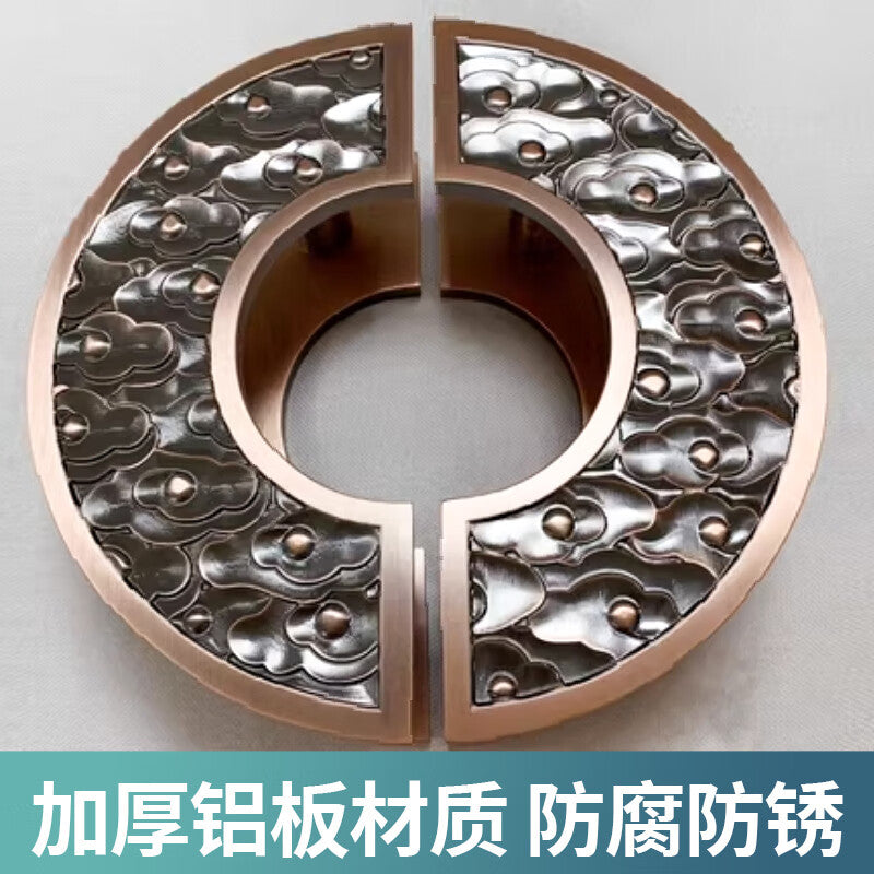 Deqi Semi-circular Auspicious Cloud Door Handle, Antique Bronze Wooden and Glass Door Handle, Chinese Luxury Door Handle, Red Antique Bronze, 400x200