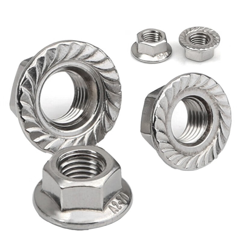 Winstein WSX209 (100 pieces) Flange Nuts 304 Stainless Steel Hexagonal Locking Nuts with Washers and Anti-slip Caps M6