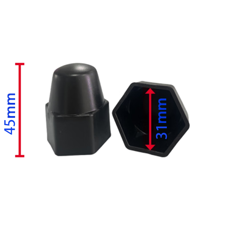 Jing Shi Bolt Protective Caps, 50pcs, Hexagonal Extended Type, for Street Light Bolts and Anchor Bolts, M20*31*45. Unit: Package.