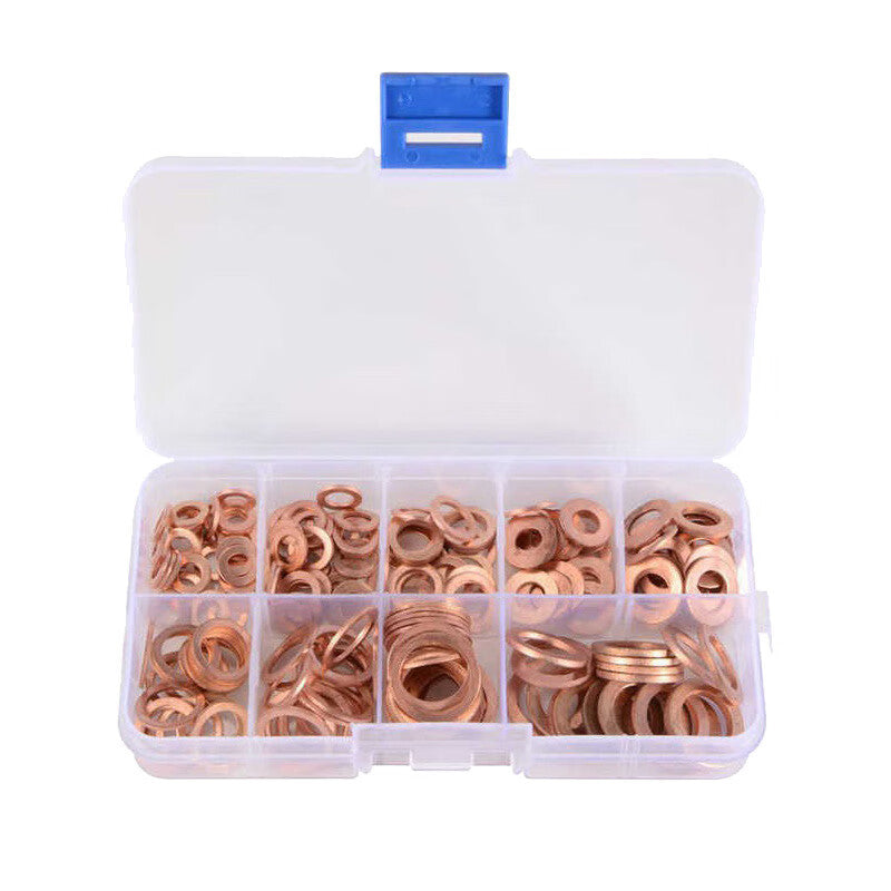 Chenxuan Products - Copper Washer Set, Flat Washer, Sealing Washer, Boxed Oil-Sealing O-ring. Unit: Piece. M5-M20 (300pcs set).