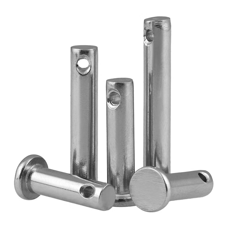 Bairuite 304 Stainless Steel Pins GB882 Flat Head Cylindrical Pins with Holes, Fixing Pins, Shaft Pins M5*100 [5 Sets]