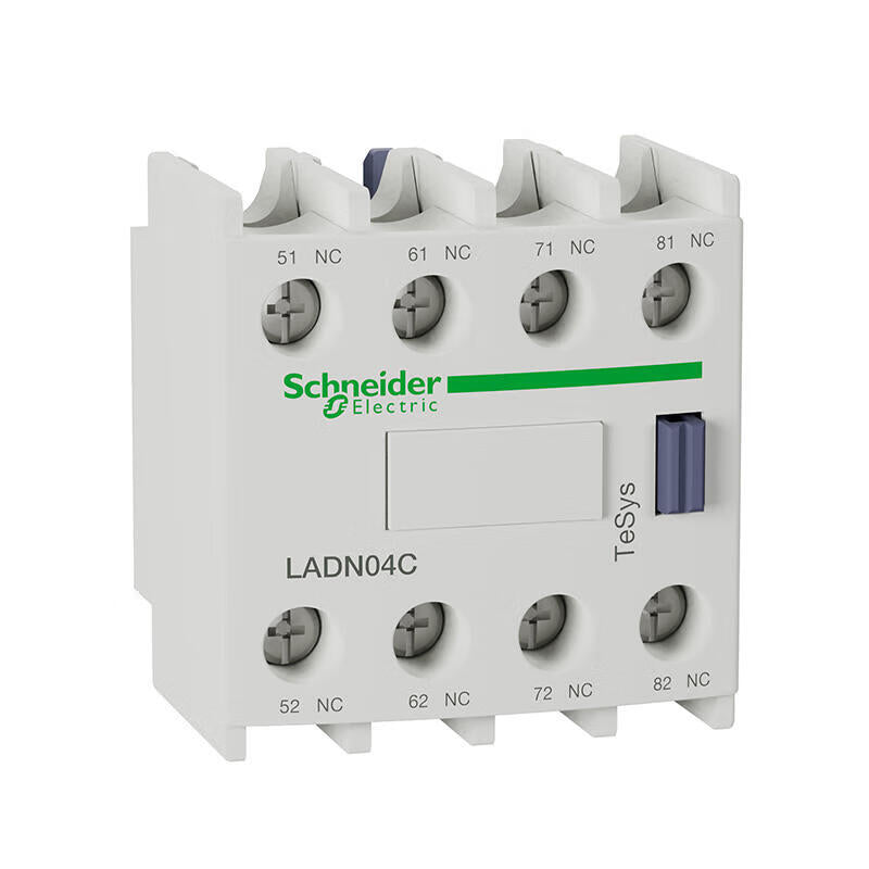 Schneider Electric TeSys contactor auxiliary contact module, 0NO+4NC; LADN04C (new and old colors shipped randomly)