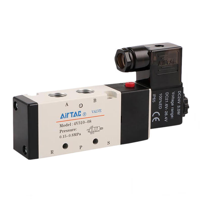 AirTAC internal pilot solenoid valve, 2-position 5-way, single solenoid, DIN socket; 4V31008B