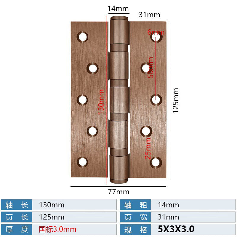 Shanhe Industrial Products Stainless Steel Folding Hinges for Wooden Doors and Rooms, Loose-fitting Hinges, Bearings, Door Hinges Hardware, National Standard 5-inch Antique Red Bronze [3.0]