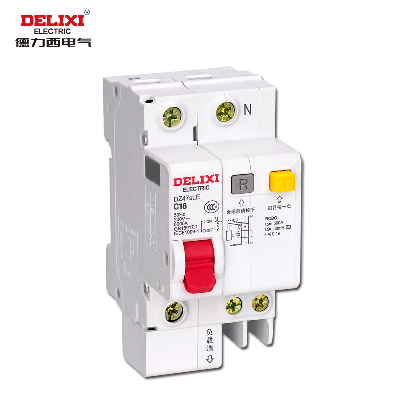 Delixi electrical circuit breaker DZ47sLE 1P+N (N pole straight-through) C 16A