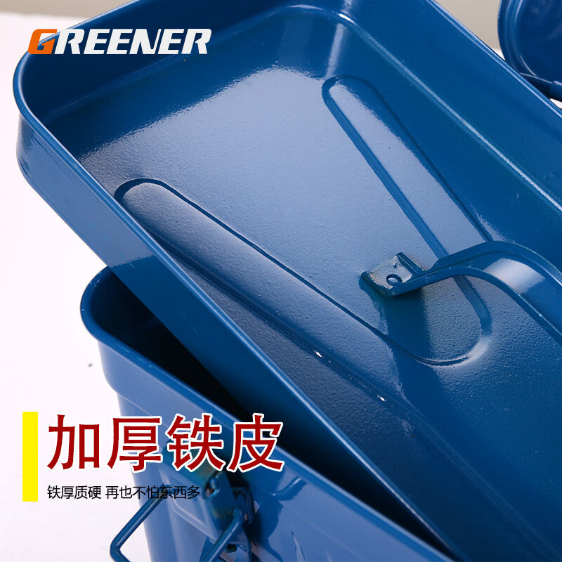 Greener Tool Box Household Iron Large Hardware Storage Box Multi-Function Vehicle Empty Box Portable Tool Box