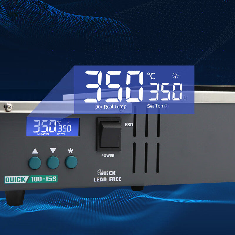 QUICK 100-15S Lead-Free Environmentally Friendly Soldering Furnace, Large Capacity Small PCB Dip Soldering Machine, 600W Power Constant Temperature Soldering Furnace