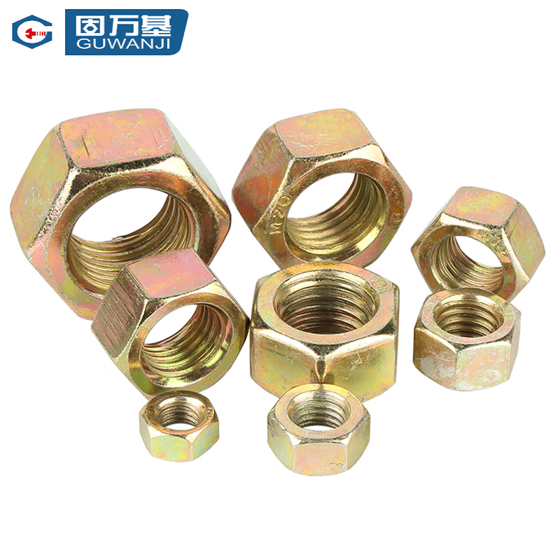 GUWANJI hexagonal nuts, carbon steel, grade 8, color-galvanized, M18 [100 pieces/pack]