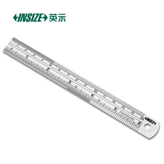 INSIZE steel ruler, metric and imperial scale, stainless steel, wear-resistant and durable, laser-engraved, 7110-300C, measuring range 300mm.