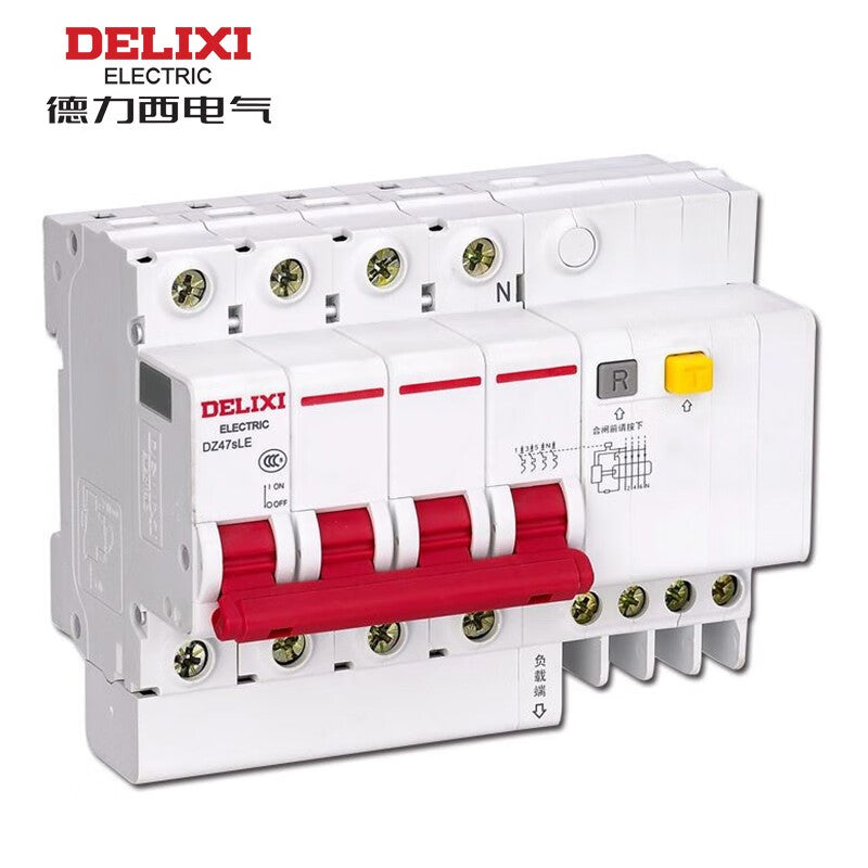 Delixi DZ47sLE 4P D 63A 6KA 30mA electronic AC 400VAC DZ47SLEN4D63 miniature leakage protection circuit breaker