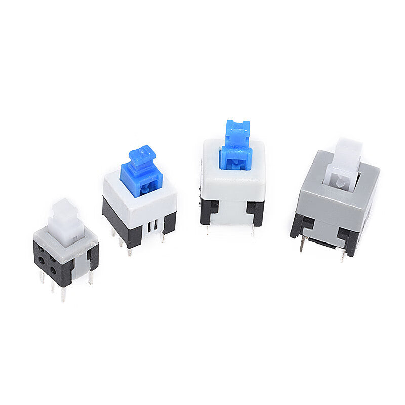 Huishida push button switch, 6-pin self-locking, non-self-locking, 7*7mm reset switch, 8.5x8.5mm small push button, non-locking, 5.8*5.8mm self-locking switch (20 pieces).