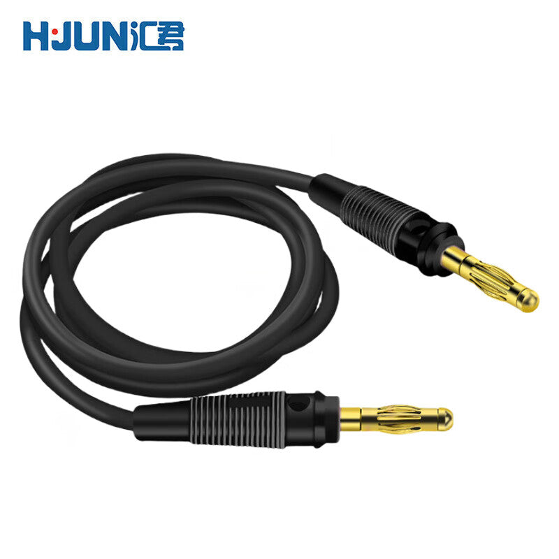 Huijun 4mm Banana Plug, Brass Gold-Plated, 29A High Current Instrument Plug, Double-Ended Banana Plug Cable, 1 Meter - Black