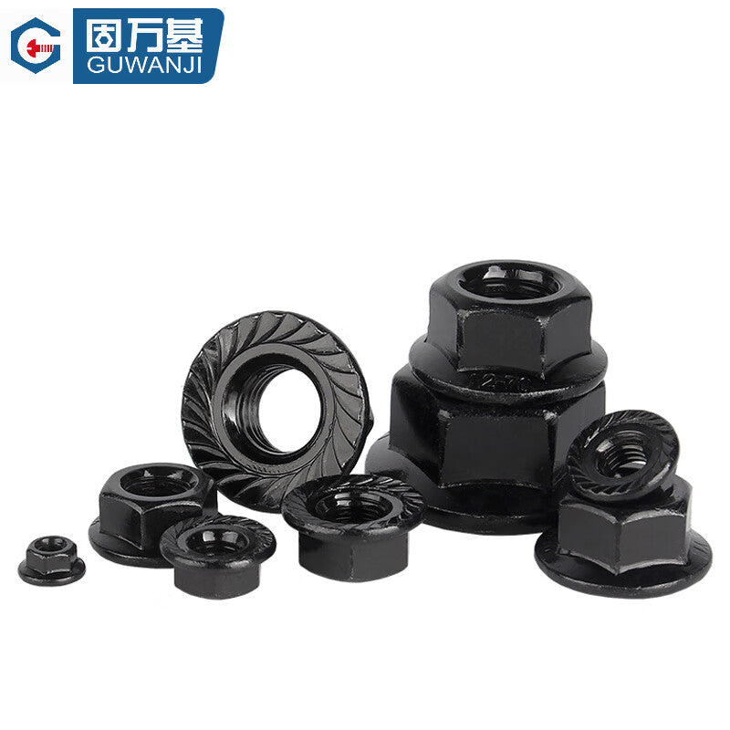 GUWANJI Hexagonal Flange Nuts, Stainless Steel Hexagonal Anti-slip Nuts with Washers, Anti-loosening Nuts M2.5 [100 pieces/pack] 304 Natural Color with Toothed