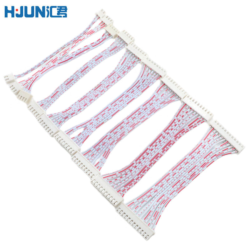 Huijun XH2.54 terminal cable, red and white ribbon cable, single-ended, double-ended, 2P, 3P, 4P, 5P, 6P, 7P, 8P, 9P, 10P, 12P, double-ended, 15cm, 2-pin, 10-piece set.